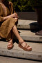 Misyu Women's Light Brown Genuine Leather Strap Sandals