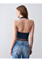 32690 Halter Neck Lace Detailed Top-Indigo - 2
