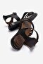Women's Braided Cross Sandals Black - 4