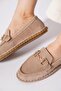 Telvar Sole Straps Buckle Genuine Leather Women's Shoes Beige Nubuck - 4