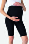 Iz Üstü Biker Flexible Adjustable Waist Short Maternity Leggings Black
