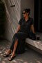 Women's Polo Collar Basic Maxi Dress with Slit Detail, Loose Casual Comfortable Dress My3535
