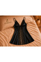Black Transparent Lace Detailed Satin Plus Size Women's Nightgown - 4