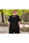 Plus Size Cherry Printed Stone Detailed Lace Back Garnished Short Sleeve Women's Blouse - 5