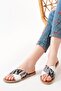169-076 White Orthopedic Genuine Leather Cross Banded Women's Slippers - 3