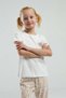 Arneta girls' short-sleeve patterned bottom printed two-piece set 2-8 ecru - camel