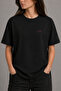 Pink Mood Wave Embroidered Black Regular Fit Unisex T-Shirt 30/1 Regular Fabric - 5