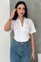 Women's Corset Detailed Short Sleeve Shirt - 2