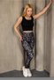 Women's High Waist Diver Fabric Patterned Gathering Sports Leggings - 7