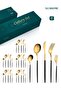 30-Piece Stainless Steel Cutlery Set Kitchen Utensil Set Western Tableware Suitable For Home Kitchen Restaurant Hotel Party Dining Picnic Dining Exquisite Packaging Gift Black/Gold