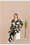 Patterned long sleeve lace detailed plus size pajama set - 2