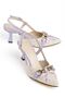 Lucy Women's Lilac Embroidered Gold Accessory Heeled Shoes - 2