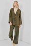 Women's Khaki Linen Kimono Pants with Tie Detail Double Set Hzl26S-Bd167271 - 4