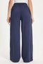 Women's Relax Fit Comfortable Cut, Lace-Up Waist, Elastic Stripe Detail, Double Pockets, Navy Blue Trousers - 8