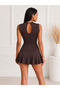 Women's New Season Elegant Textured Short Sandy Dress - 3