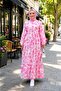 Women's Buttoned Patterned Modal Fabric Pink Dress