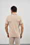 Men's Zippered Stripe Detailed Anti-Sweat Polo Collar T-Shirt - 6