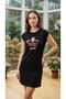 Strawberry Patterned Combed Cotton Casual Dress Regular Cut - Home, Beach, Nightgown
