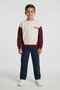 Navy Blue Brown Boy's Linen Trousers and Sweatshirt 2-Piece Set 24515 - 2