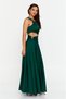 Women's One Shoulder Window Detail Maxi Evening Dress 7050 Green - 2