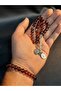 Cherry Red Glass Beads 33-Piece Rosary and Bracelet Set - 2