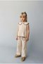 Girl's Beige Baby Collar Heart Pocket Detailed Blouse and Pants Set
