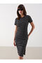 Crew Neck Striped Dress - 2