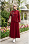 Floral Embroidered Stoned Double Set 0255-04 Claret Red