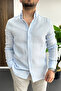 Men's Muslin Fabric Cotton Shirt Light Blue Edw488