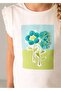 Girl's Printed T-Shirt White-Turquoise 3023 - 2