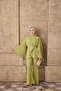 Women's Sleeveless Gathered Shawl Detail Set Oil Green - 4