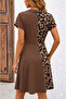 Women's V-Neck Leopard Detailed Buttoned Short Viscose Dress - 3