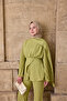 Women's Sleeveless Gathered Shawl Detail Set Oil Green - 3