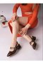 Vernis Women's Bitter Brown Patent Leather Double Strap Buckle Pointed Toe Slingback Thick Heeled Shoes - 4