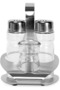 3-Piece Transparent Glass Cruet Set with Stainless Steel Pourers & Metal Stand - 4