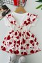 My Little One's Skin-Color Heart Patterned Bow Detailed Girl's Dress Set - Red - 2