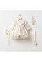 Baby Girl 0/3-3/6 Months Orchid Mevlütlük Set with Lace Details, Premium Set Including Bandana and Shoes - 3