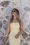 Yellow Lycra Strapless Midi Dress - 2
