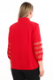 Plus Size (50-56) Shirt Collar with Stone and Tulle Detail, Three-Quarter Sleeve Evening Dress Women's Shirt - 4