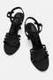 Women's 4-Strap Painted Heel Sandals; Black Glitter - 3