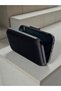 Black Matte Satin Women's Evening Dress Bag Black Metal and Chain Wedding Engagement Graduation - 6