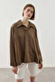 Wide Collar Tencel Shirt Khaki - 3