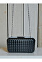 Black Hand Knitted Leather Women's Evening Dress Bag with Black Handle Detail for Wedding Engagement Graduation - 7