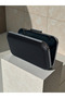 Black Kumsim Women's Evening Dress Bag with Black Stone Handle Detail for Wedding, Engagement, Graduation - 8