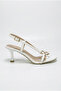 Selly Gold Ring Detailed Thin Strap Goblet Women's Heeled Sandals - White - 3