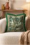 Vintage Forest Scenery Tapestry Fringed Throw Pillow Cover - Green Tassel Pillowcase - 5