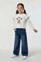 White Floral Embroidered Ruffle Jean Pants Girls' Set 24556 - 4