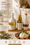 Glass Large Size Salad Oil Container Set with 3 Wooden Stands 1500 ml – 1000 ml - 2