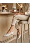 White Floral Patterned Leather Women's Ballerinas