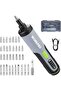 3.6 V Electric Screwdriver, Rechargeable Cordless Screwdriver Set with 35 Bits, Extension Rod, USB Charging Cable in Carrying Case, LED Light, Black Gray